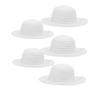 LABRIMP 5 Pièces Chapeaux Paille Diy pour Garçon Fille Blancs Accessoires pour Peinture et Décoration Fournitures de pour Tout Chapeaux à Peindre Non Faits
