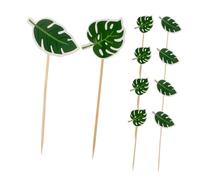 LABRIMP 80 Pièces Palm Leaves Cake Toppers Turtle Leaf Cupcake Decorations For Tropical Summer Party Birthday Wedding Dessert Table Accents