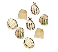 LABRIMP 8pcs Mini Paniers en Bambou Tressé Décoratifs Design Créatif, Paniers de Rangement Polyvalents pour Accessoires et Décoration Intérieure Plusieurs styles