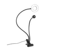 LABRIMP Anneau Lumineux à Pince Noir en Alliage D'aluminium, Lampe D'appoint LED Interface 1/4 Pouce, Adaptée pour Visioconférence et Dortoir, Compact et Pratique