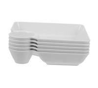 LABRIMP Assiettes à Sushi 5 Pièces avec Compartiment Porte-Sauce en Céramique Blanche, Polyvalentes pour Raviólis, Chips et Trempettes, Adaptées la Maison Repas Japonerie