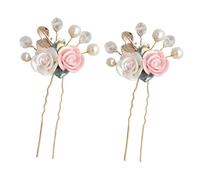 LABRIMP Baguettes à Cheveux Rétro Fleurs et Feuilles en Strass 2 Pièces en Acrylique Accessoire Élégant Maintien Ferme pour Mariage pour Femmes Lors de Fêtes