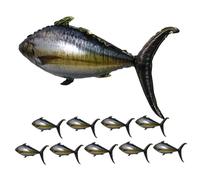 LABRIMP Ballons Gonflables en Aluminium Forme Thon 10 Pièces Décorations D’Anniversaire sur Thème Océan Réutilisables Résistants et Fermeture Automatique pour Fête Plage Piscine