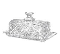 LABRIMP Beurrier en Verre Transparent Rectangulaire avec Couvercle Boîte à Beurre Élégante pour Vaisselle de Ménage Récipient Alimentaire Pratique Cuisine et Table Plat de Rangement