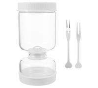 LABRIMP Bocal à Cornichons en Verre avec Passoire Intégrée, 700 Ml, Séparateur de Jus pour Cornichons Secs Et Humides, Bocal en Forme de Sablier pour Olives, Concombres Longs Ou Tranchés.