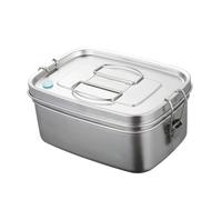 LABRIMP Boîte à Bento Double Couche en Acier Inoxydable 1,5L Poignée Facile à Transporter Nettoyer Boîte à Lunch pour Bureau École Pique- Stockage Séparé Aliments