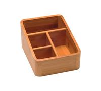 LABRIMP Boîte de Rangement Cosmétique en Bambou Créative Quatre Compartiments, Design aux Coins Arrondis, Saine et Ordonnée pour Bureau et Maquillage