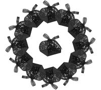 LABRIMP Boîtes à Bonbons Décoratives Mariage 50 Pièces en Papier Résistant Noir avec Ruban, Boîtes à Souvenirs Élégantes de Rose, Présents pour Invités, Centre de Table Festif