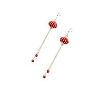 LABRIMP Boucles D'oreilles Longues Élégantes Style Chinois Pompons Lanternes Rouges en Alliage de Zinc pour Femmes, pour Soirée ou Travail