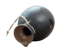 LABRIMP Bouilloire à Saké Traditionnelle Style Japonerie Classique en Céramique Noire 300 Ml Couvercle en Bois pour Mariages et Présents Fête des Pères