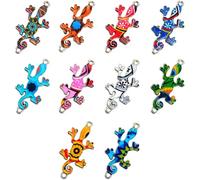 LABRIMP Breloques pour Fabrication de Bijoux DIY Gecko en Alliage 10 Charms Animaux Pratiques Couleur Aléatoire pour Bracelets, Colliers et Accessoires Artisanaux