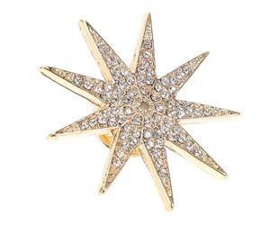 LABRIMP Broche Vintage en Alliage Or pour Femmes, Épingle à Cristaux Élégante et Polyvalente, Accessoire Rétro pour Vêtements, Design Étoile à Six Branches
