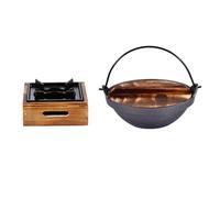 LABRIMP Casserole Fonte Japonaise Sukiyaki avec Fourneau Aluminium Petit Format Poêle de Cuisson Résistante Haute Température pour Usage Intérieur et Extérieur Polyvalente pour Mijoté