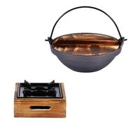 LABRIMP Casserole Japonaise en Fonte avec Poignée en Bois, Marmite à Haute Température pour Cuisiner Soupes et Délices, pour Repas en Famille