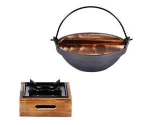 LABRIMP Casserole Japonaise en Fonte avec Poignée en Bois, Marmite à Haute Température pour Cuisiner Soupes et Délices, pour Repas en Famille