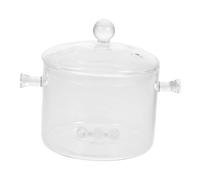 LABRIMP Casserole Verre Borosilicate avec Couvercle Marmite à Double Poignée pour Mijotage Pot Transparent Résistant Haute Température pour Nouilles et Soupe