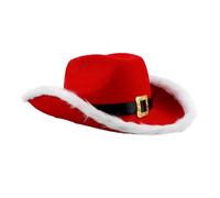 LABRIMP Chapeau Cowgirl Rouge de Noël Tissu Non Tissé Décorations Festives pour Fêtes Western et Cosplay Santa Claus Unisexe