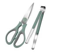 LABRIMP Ciseaux à Rôtir et Pinces à Viande Multifonctionnels 2 Pièces en Acier Inoxydable Vert, Ensemble Ustensiles la Cuisine Barbecue, Usage Professionnel et Domestique, Facile