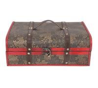 LABRIMP Coffret à Vin Vintage en Bois Massif Boîte Double pour Bouteilles de Vin Intérieur en Tissu Format Horizontal Décor Grappes Dorées Coffret Présent pour Festival et Rangement