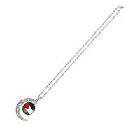 LABRIMP Collier Pendentif Bijou Stylé en Alliage Drapeau Palestinien avec Breloque Lune Ajourée, Éclat Brillant et Résistant à L'usure aux Fêtes et Dates pour Femmes et Hommes