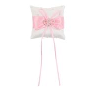 LABRIMP Coussin Porte-alliances : Coussin élégant pour alliances et Mariage - 9 x 9 cm, orné d'un nœud, Rose, idéal pour Une Demande en Mariage, des fiançailles ou Une cérémonie de
