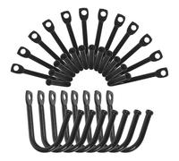 LABRIMP Crochets Robustes et Rangement Mural Polyvalent Lot de 20 en Métal Noir Installation Facile pour Outils de Jardinage pour Garage ou Atelier