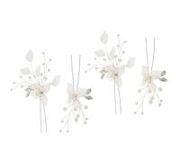 LABRIMP D'épingles à Cheveux Légères et Confortables de Mariée 4 Pièces Set en Métal et Résine Ornées de Perles Incrustées et Feuilles de U pour Mariage et Demoiselles D'honneur