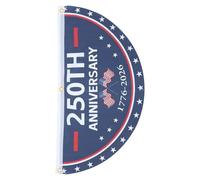 LABRIMP Drapeau commémoratif 1776-2026 - Décoration pour Memorial Day - Bannière décorative demi-cercle pour le 250e anniversaire des États- - 90 x 45