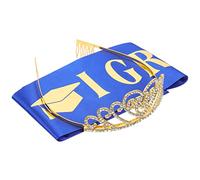 LABRIMP Écharpe de Graduation Satinée avec Couronne Rhinestones Ensemble de Décoration pour Remise de Diplôme Accessoires Indispensables pour Fête de Diplôme