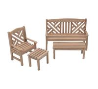 LABRIMP Ensemble Miniature de Meubles de Jardin en Bois 1:12 Chaise et Table, Surface Lisse, Design Compact pour Décoration Extérieure et Activités Éducatives