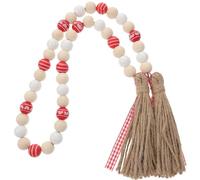 LABRIMP Guirlande de Perles en Bois 43 Perles 16Mm 88Cm Pompons Décoration Romantique Rustique Saint-Valentin Accessoire Décoratif pour Plateau à Plusieurs Niveaux et Maison