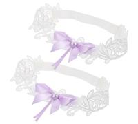 LABRIMP Jarretières de Mariage Accessoire Polyvalent avec Nœud Orné de Perles Ensemble de 2 Extensibles en Dentelle Réglable pour Occasions Spéciales et Mariées Élégantes