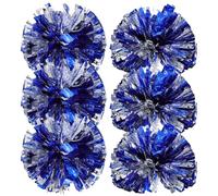 LABRIMP Kit de 6 Pompons pour Garçon et Filles et Adultes Réutilisables en Plastique Bleu Accessoires Brillants et pour Animer L'ambiance de Cheerleading Lors D'exercices