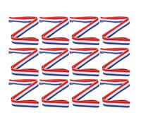 LABRIMP Lot de 12 Lanières pour Médaille en Coton Polyester Mousqueton, Style Récompense Sportive, Ruban à Trois Couleurs Rouge Blanc Bleu pour Fête Sportive