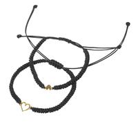 LABRIMP Lot de 2 Bracelets Tressés Noirs en Alliage Doux Peau, Pendentif Cœur Ajouré, Présent Fête des Mères, Bracelet Mère-fille et Mère-fils, Accessoire Mode