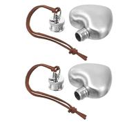 LABRIMP Lot de 2 Flasques à Whisky en Acier Inoxydable 30ml Forme Cœur Bouchon Étanche, Coloris Argenté Dégradé Miroir, Récipient à Vin Portable pour Camping et Randonnée
