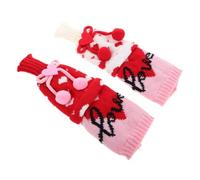 LABRIMP Lot de 2 Housses Tricotées pour Bouteilles de Vin Standard, Décor Saint-Valentin Motif Cœur Rouge et Blanc, Accessoires Décoratifs pour Fête et Dîner Romantique, Paquet de Voyage