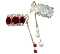 LABRIMP Lot de 2 Manchettes pour Queue de Cheval en Alliage Design Fleur Décorative, Accessoires Multifonctions et Résistants à L’usure, pour Mariage ou Séance Photo