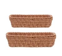 LABRIMP Lot de 2 Paniers de Rangement en Plastique Style Rotin Marron Organiseur de Couverts et Ustensiles Dimensions 26X12X6 CM et 30X11X7 CM Panier Multifonction Cuisine Réutilisable