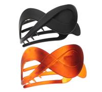 LABRIMP Lot de 2 Pinces à Cheveux Françaises de 8, Taille Moyenne, Maintien Ferme, pour Femmes aux Cheveux Épais, Usage Quotidien Coiffure, Finition Noire Mate et Café Translucide