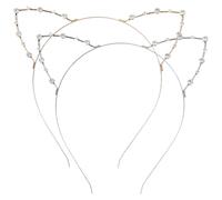 LABRIMP Lot de 2 Serrage-Têtes Oreilles de Chat Perles Élégantes, Bandeaux pour Fête et Cosplay Femmes
