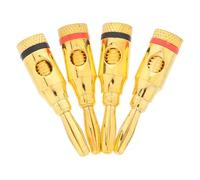 LABRIMP Lot de 4 Fiches Bananes Plaquées Or Connecteurs pour Câble Enceinte HiFi Type à Vis Ouvertes Compatible Home Cinéma et Système Audio Domestique 2 Rouges et 2 Noires