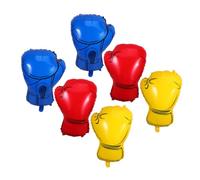 LABRIMP Lot de 6 Ballons Gonflables de Moufles de Boxe Rouges Jaunes et Bleus Décoration pour Fête D’Anniversaire Garçons et Soirée Thème Boxe Accessoires Colorés pour Événement