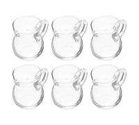 LABRIMP Lot de 6 Mini Pichets à Lait en Verre 100ml avec Bec Verseur Précis et Poignée Portable pour Café, Thé, Sirop, pour Voyages et Petites Cuisines