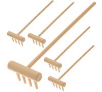 LABRIMP Lot de 6 Mini Râteaux Zen en Plastique Jaune 4 Pieds, Accessoires pour Table à Sable et Bac à Sable, Outils Manuels Décoratifs pour Jardin Zen et Loisirs Créatifs, Légers