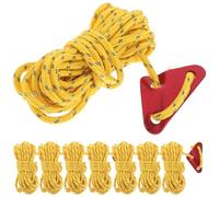 LABRIMP Lot de 8 Cordes de Tente de Camping Réfléchissantes Jaunes Corde de Camping pour Bâche en Polyester Épaisse et Réglable Multifonctions pour Bivouac et Randonnée en Plein Air