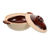 LABRIMP Marmite en Argile 500ml Couvercle, Casserole Cuisine Résistante la Chaleur, Forte Conservation Thermique pour Restaurant et Cuisson de Porridge
