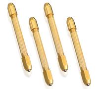 LABRIMP Mini Perceuse à Main 4 Pièces en Métal Or Réparation de Montres Outil de Sculpture Précis et Double Tête Travail du Tilleul et Noyer