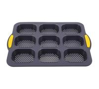 LABRIMP Moule à Français en Silicone Noir 9 Cavités Antiadhésif Résistant Cuisson et Congélation pour Petit Déjeuner et Thé de L'après-midi