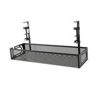 LABRIMP Organisateur sous Bureau sans Perçage Plateau de Gestion Câbles Maille Rangement Multiprises Support de Stockage Noir Pratique pour Bureau et Espace de Travail